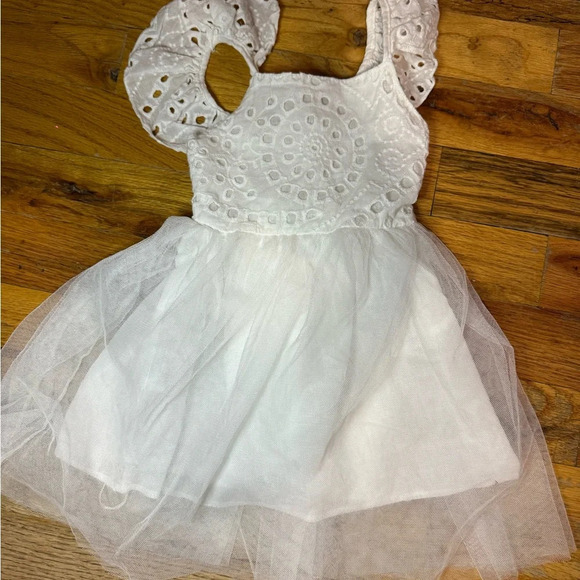 Baby Toddler Girls Embroidered Eyelet Tulle Dress Princess Girl Ruffle 9-12 M - Picture 6 of 13